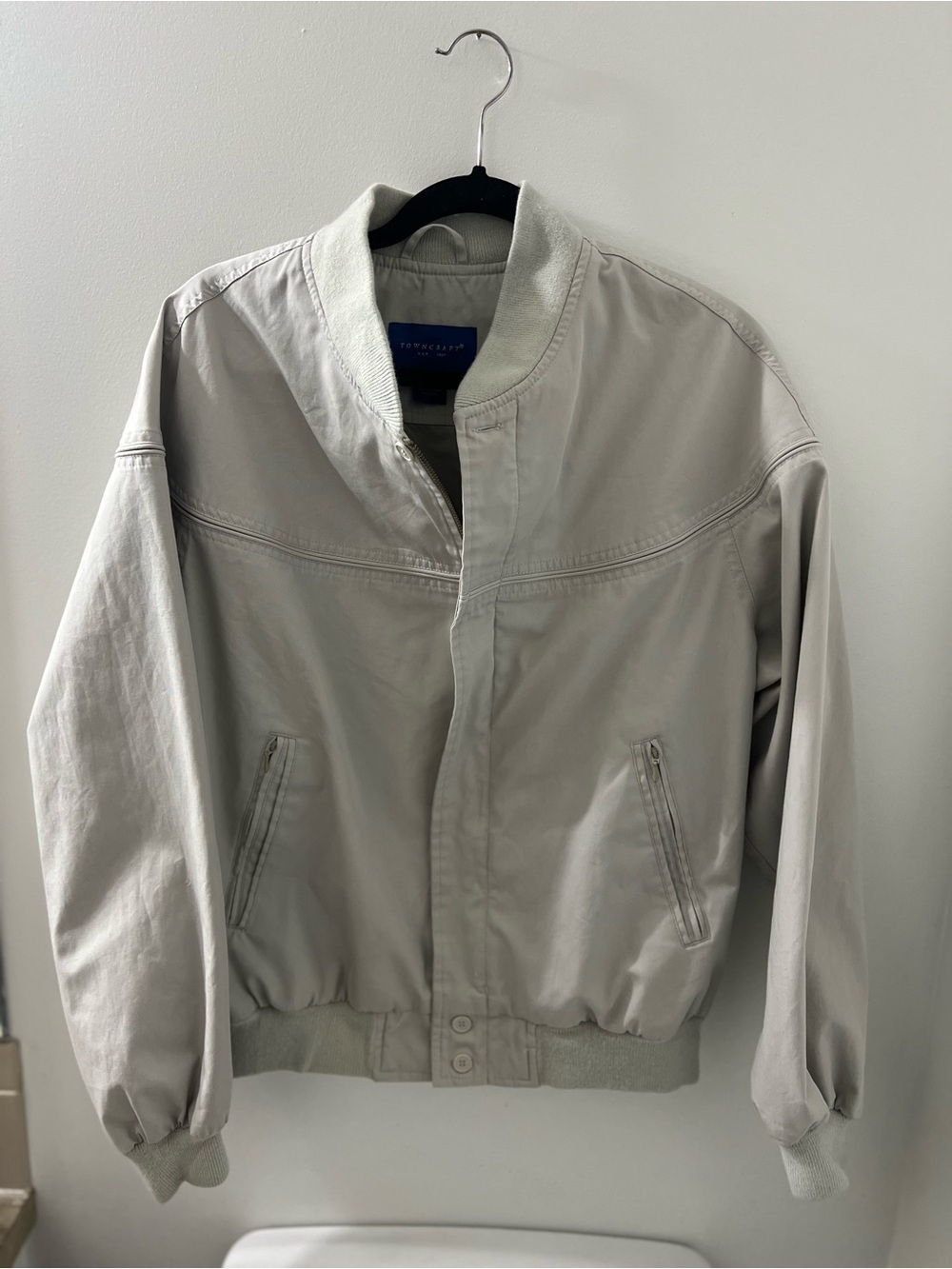 Towncraft Light Gray Bomber Jacket with Ribbed Trim